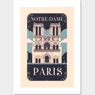 A Vintage Travel Art of the Notre-Dame Cathedral in Paris - France Posters and Art